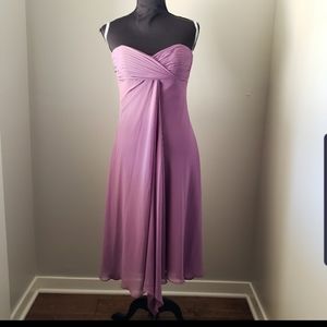 Strapless Chiffon Lavender Short Bridesmaid Dress